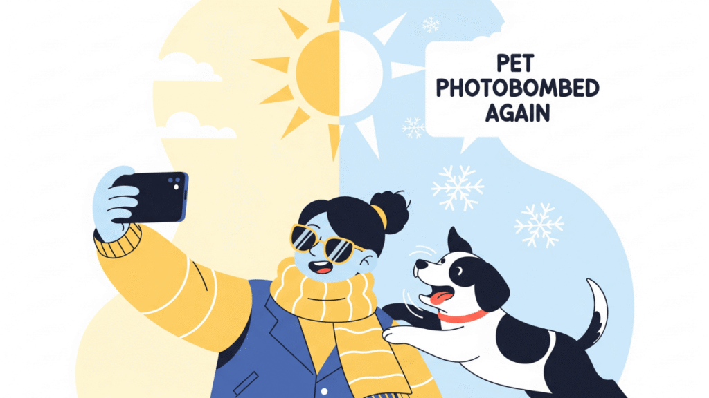 Pet-Interruption Selfie Captions