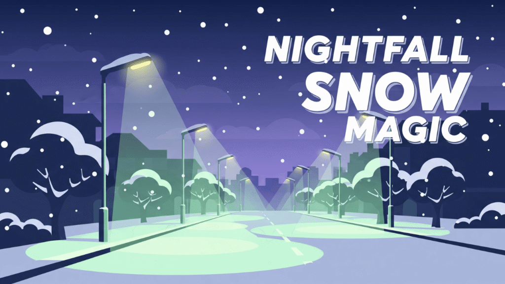 Night Snowfall Captions