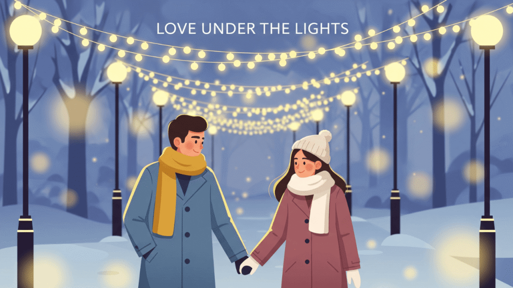 Christmas Couple Captions Under Lights